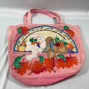 Hand decorated Bunny and Bear Fall Tote/Market Bag